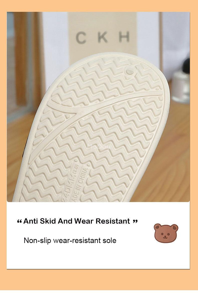 White waterproof cotton slippers, non-slip sole tread close-up