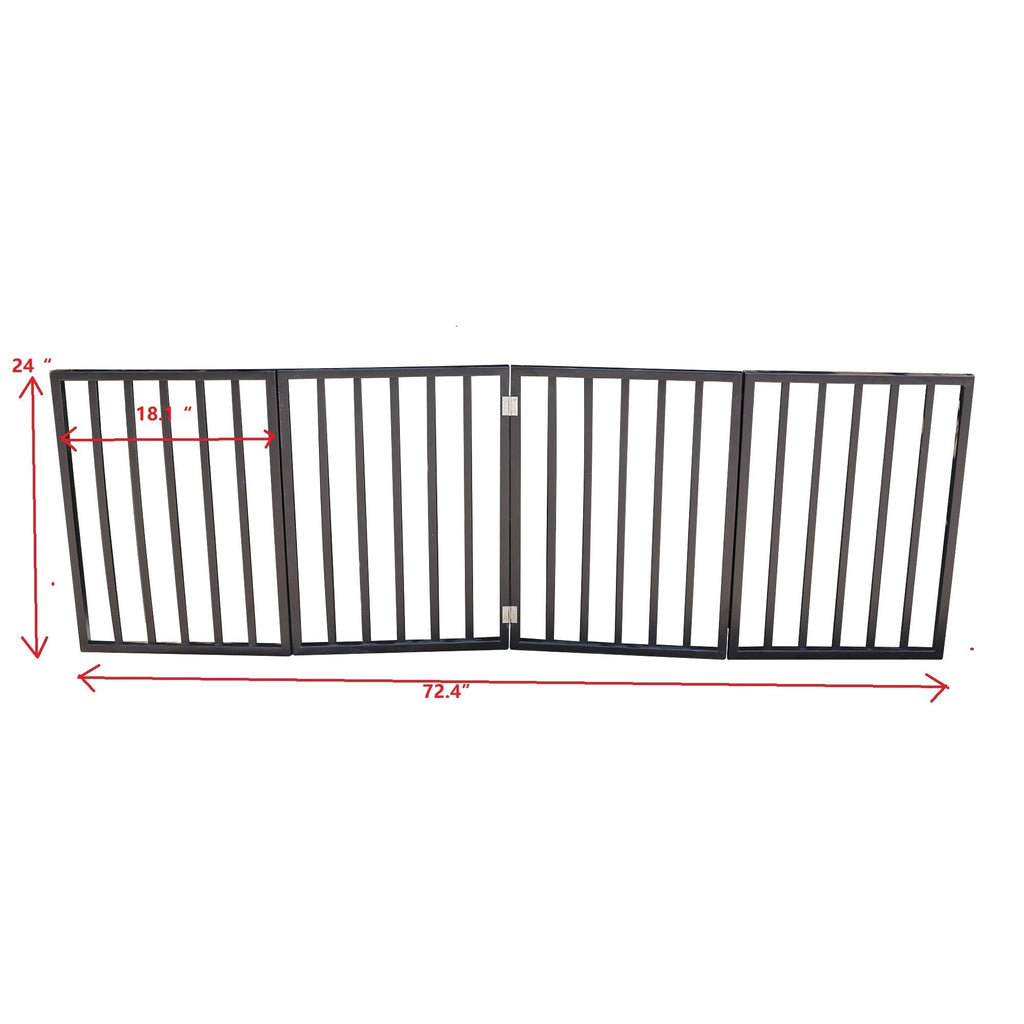 Wooden pet gate dimensions: 72.4 in wide, 24 in tall, 18 in opening