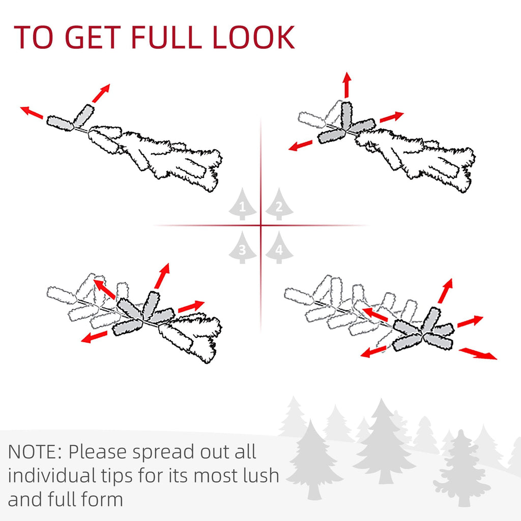Wreath setup diagram showing how to spread branch tips for a full round shape