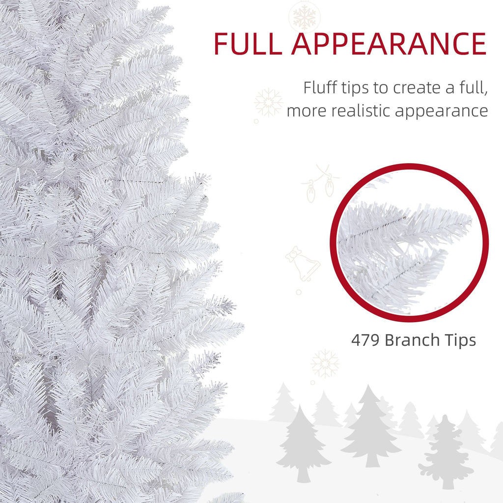 White artificial pencil Christmas tree close-up of dense branches, 479 branch tips.