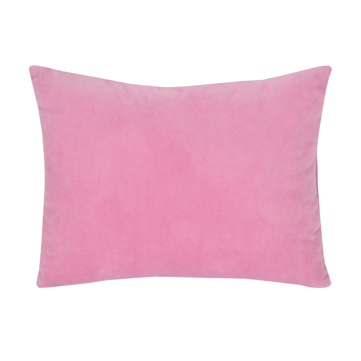 Pink toddler pillow with smooth solid cover, no graphic