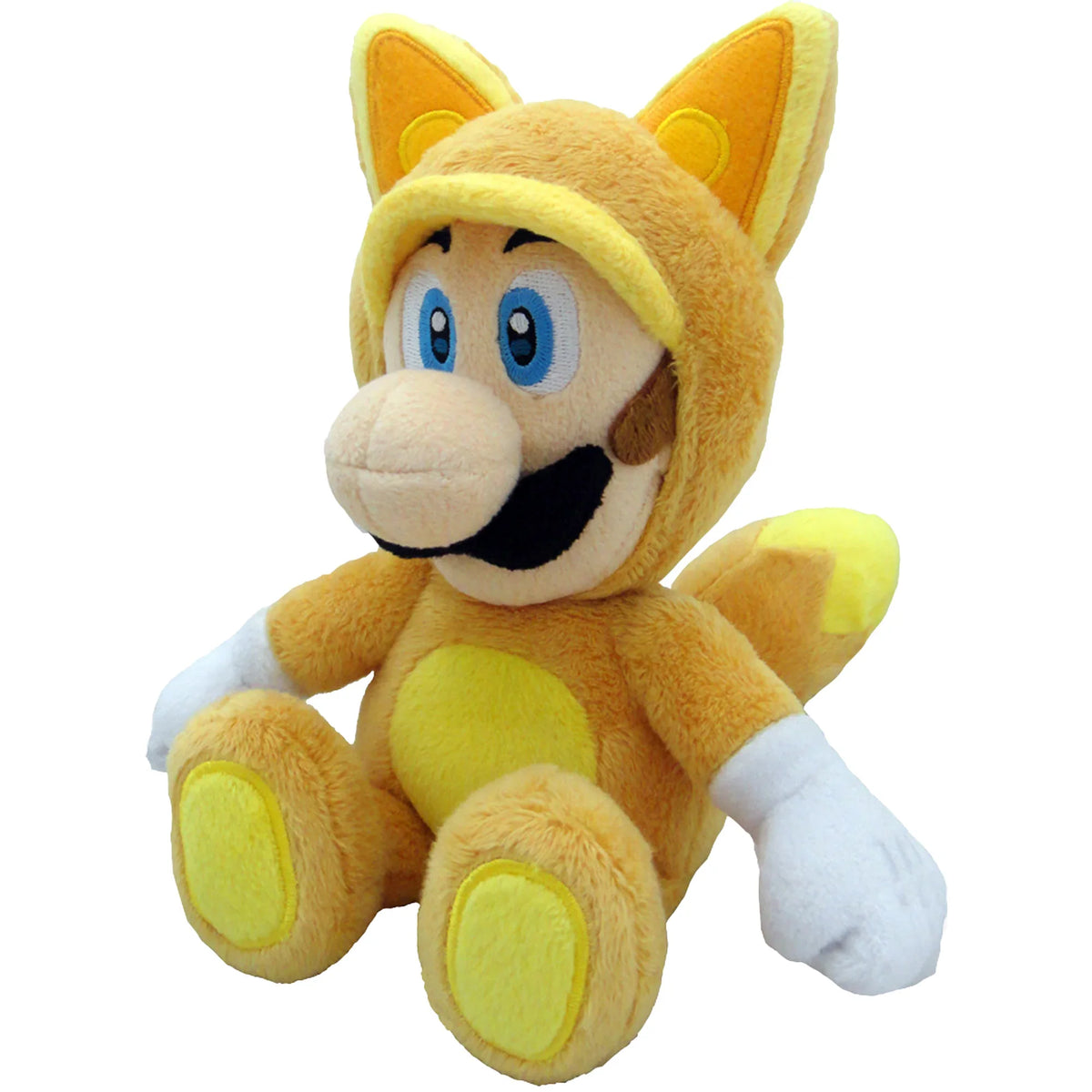 Kitsune Luigi 9" plush toy with orange fox ears, blue eyes, white muzzle and gloves
