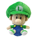 Green 6-inch baby Luigi plush doll with hat and blue overalls