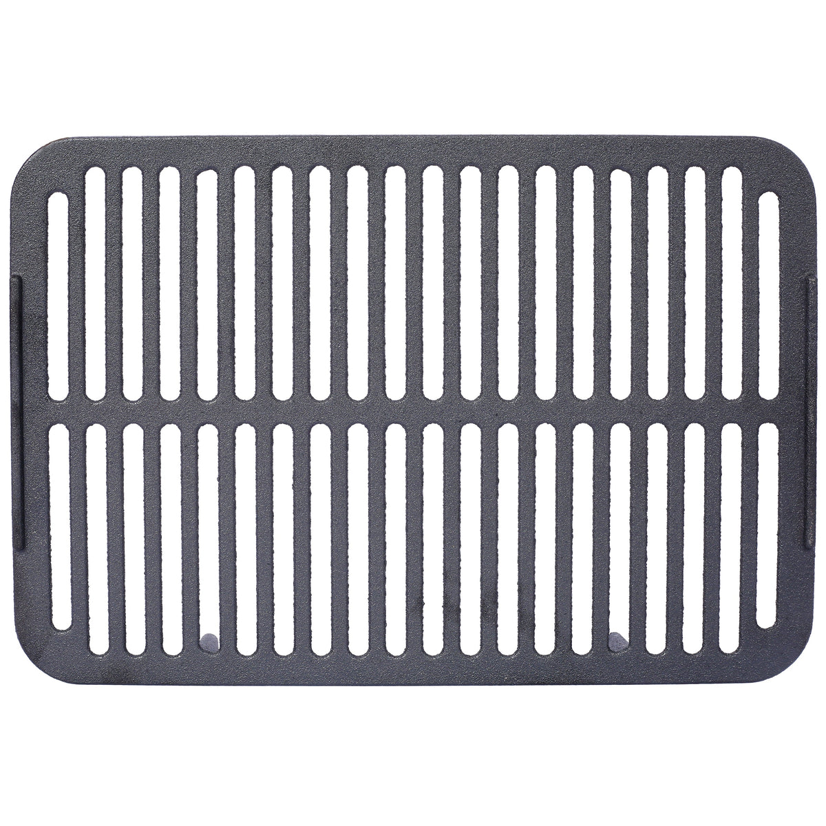 Charcoal oval grill grate insert with heat slots and side tabs