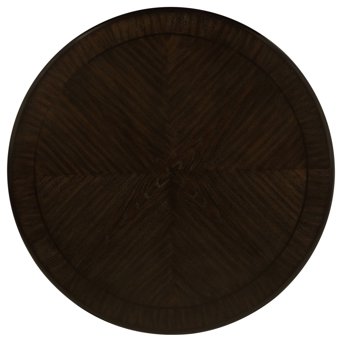 Dark cocoa round tabletop with subtle wood grain pattern