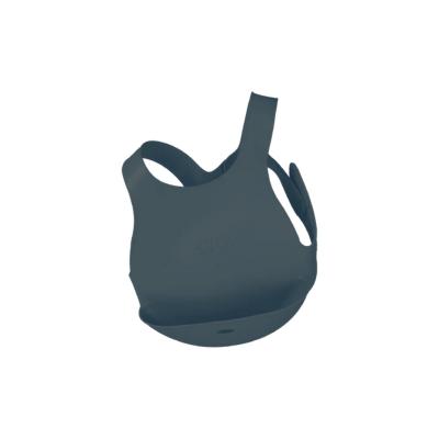 Dark teal baby bib with adjustable neck strap and curved bib front