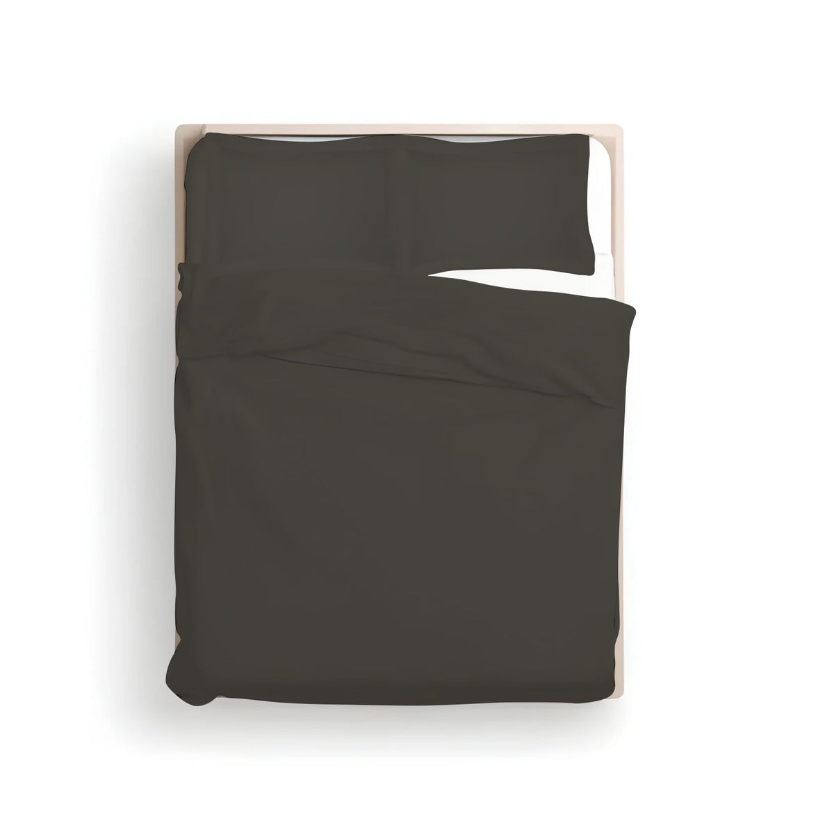 Solid black cotton sateen duvet cover set with pillow shams