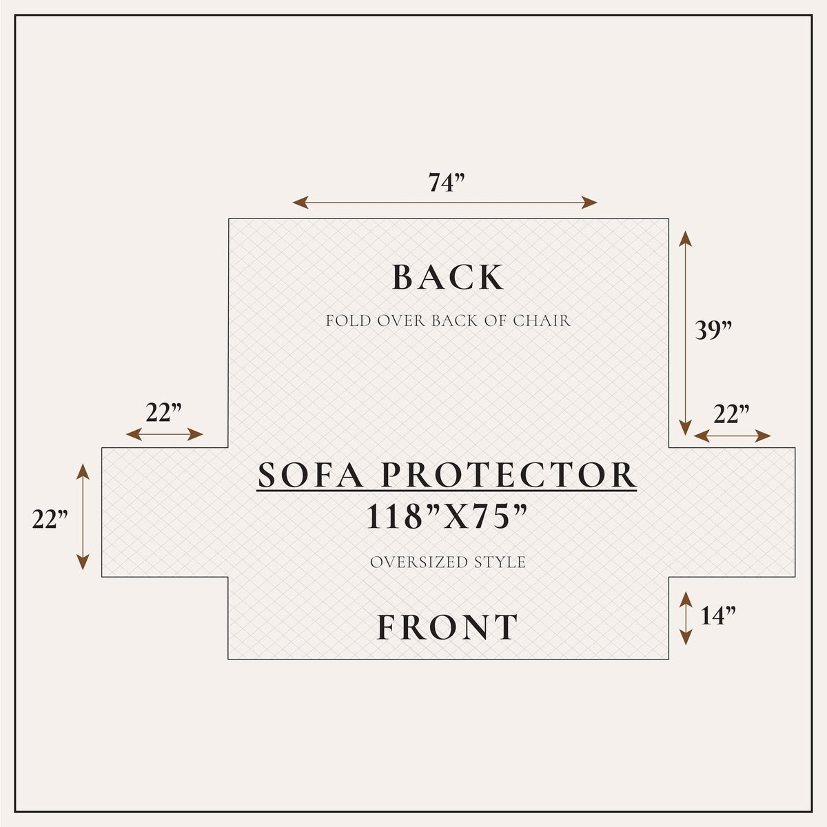 Sofa furniture protector pattern, 118 x 75 in, back foldover, oversized style