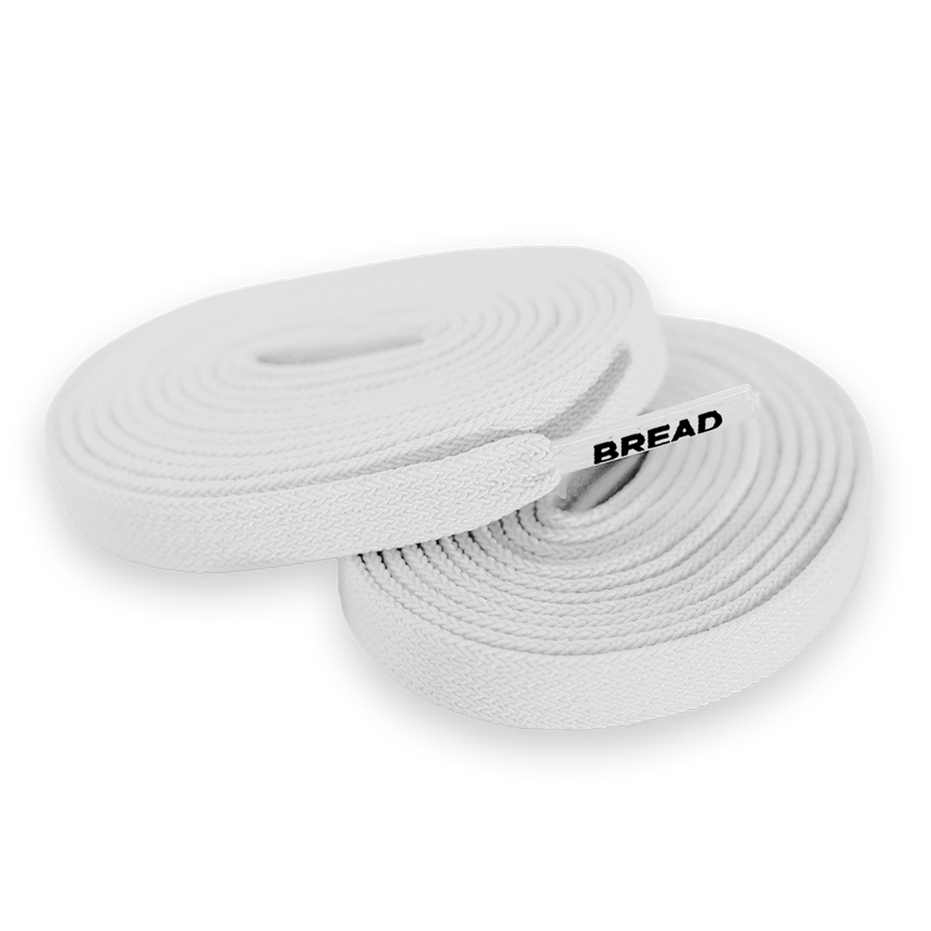 Cloud White elastic shoelaces, two rolled coils of white stretch lace