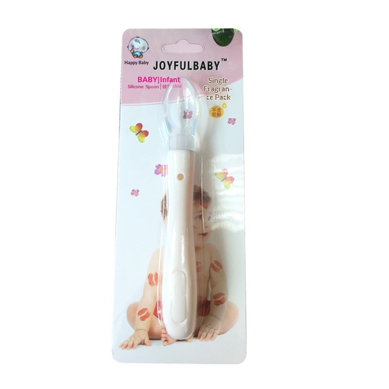 Joyfulbaby baby infant silicone soft-tip spoon, milky yellow handle, single pack