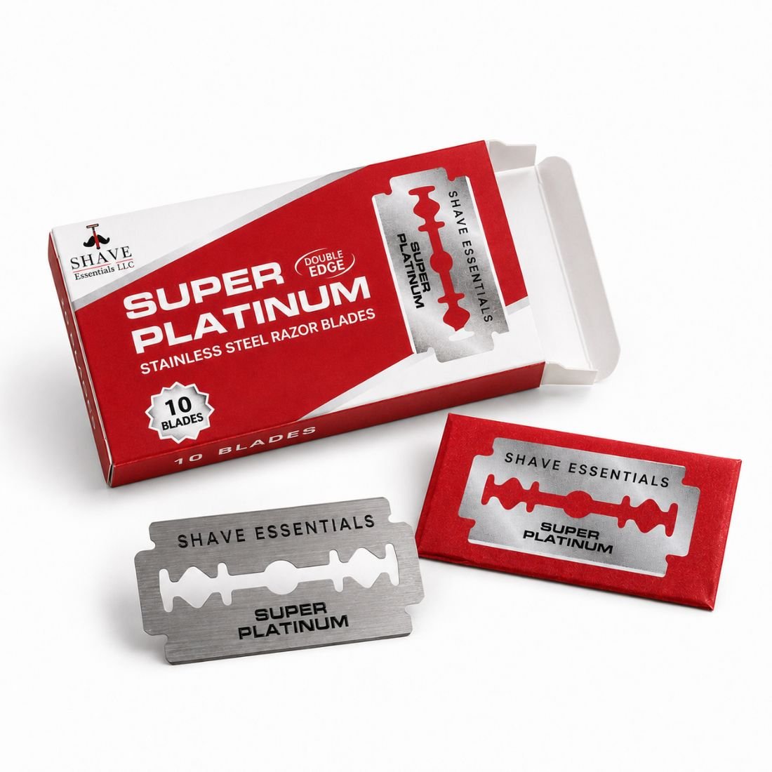 Super Platinum double-edge razor blade cartridges pack with 10 blades