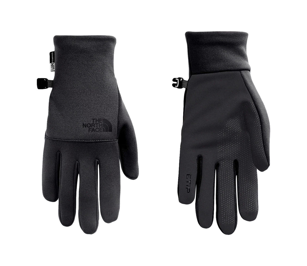 Women's black touchscreen gloves with logo patch, full-finger knit cuff