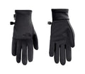 Women's black touchscreen gloves with logo patch, full-finger knit cuff