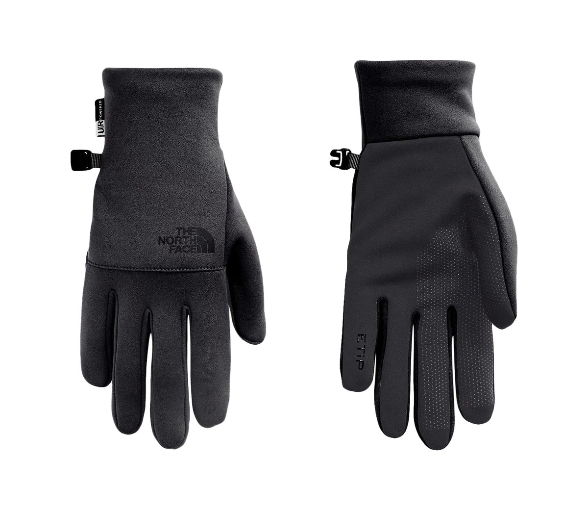 Women's black touchscreen gloves with logo patch, full-finger knit cuff