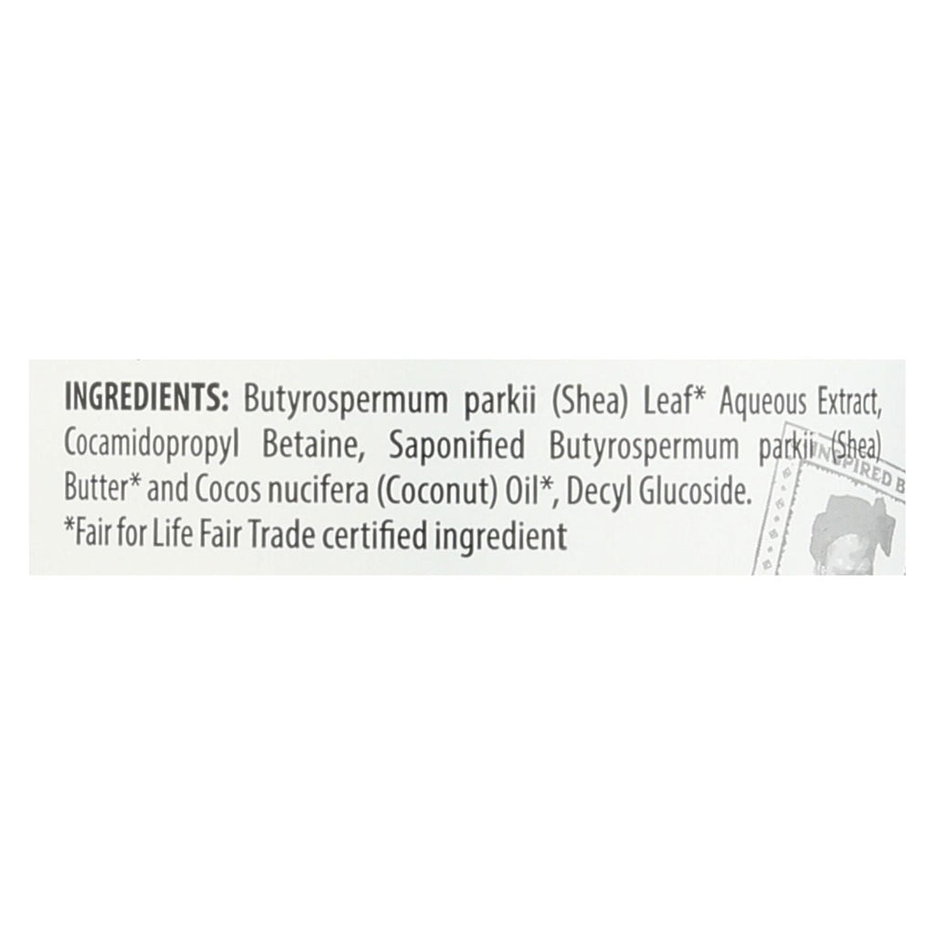 Alaffia Everybody Shea shampoo ingredients label on bottle back