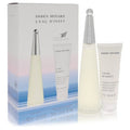L'eau d'issey gift set with EDT spray bottle and body cream tube, shown with box