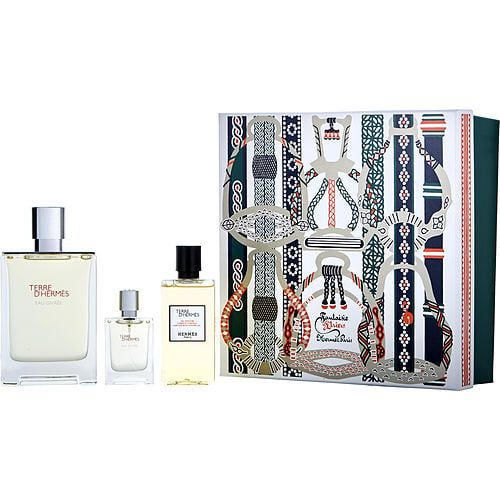 Fragrance gift set with refillable spray, mini bottle, and shower gel bottle