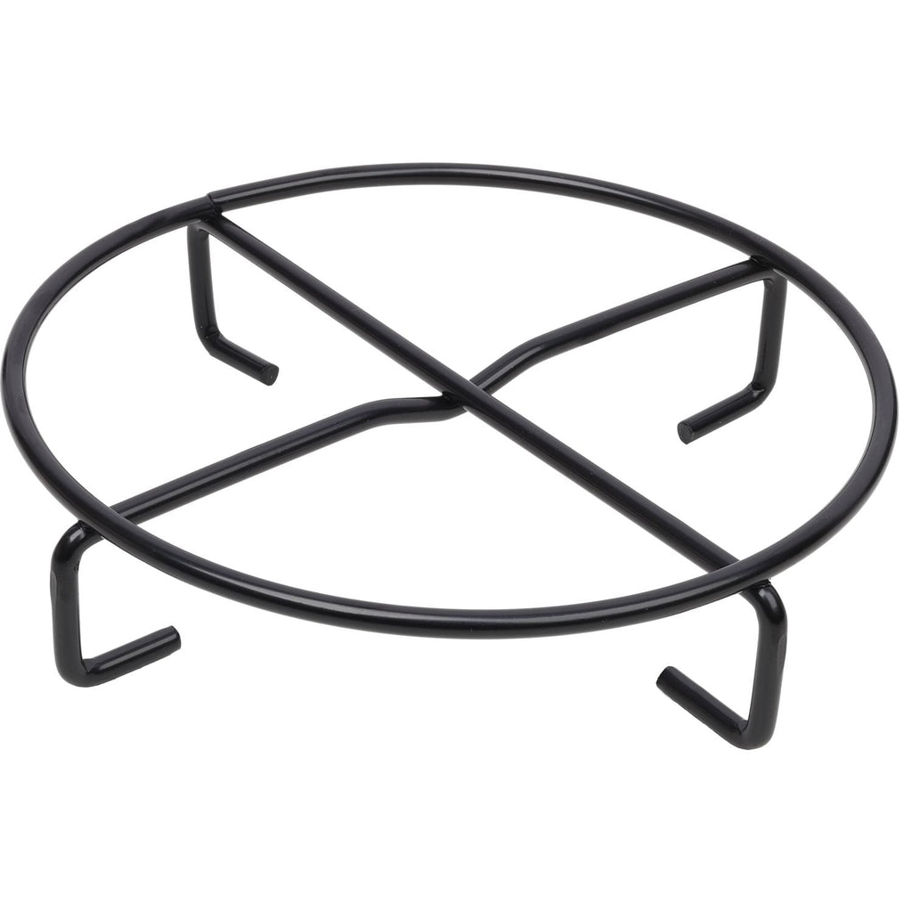 Black wire pot stand with circular frame and three support legs