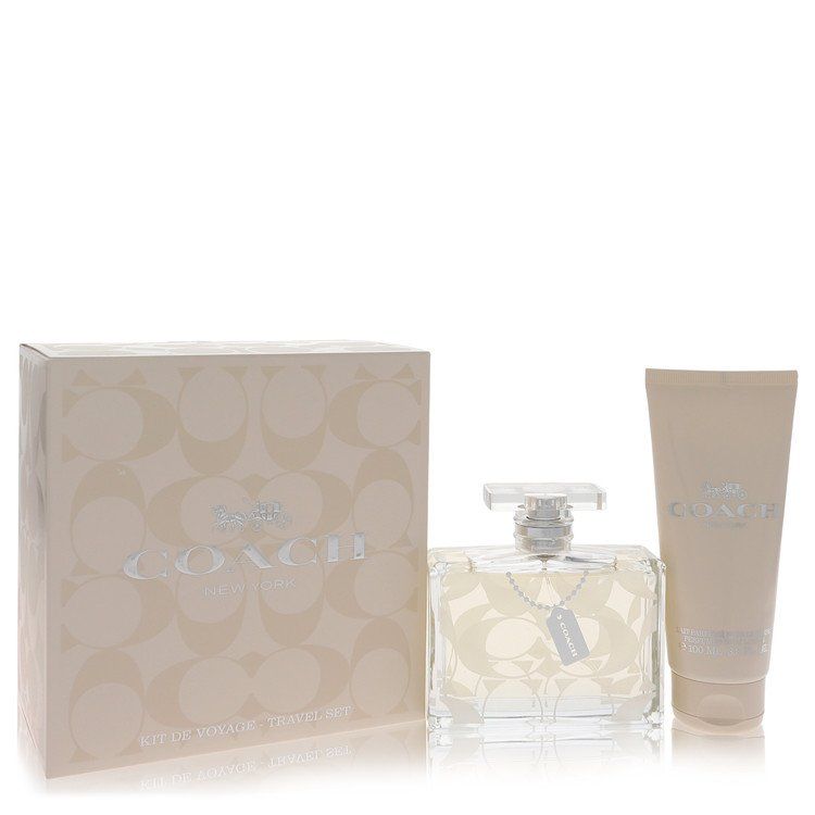 Coach Signature travel gift set with eau de parfum bottle, body lotion, and box