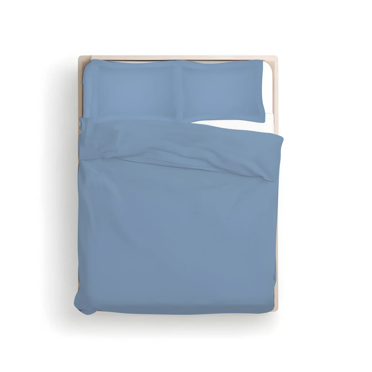 Solid light blue cotton sateen duvet cover set with pillow shams