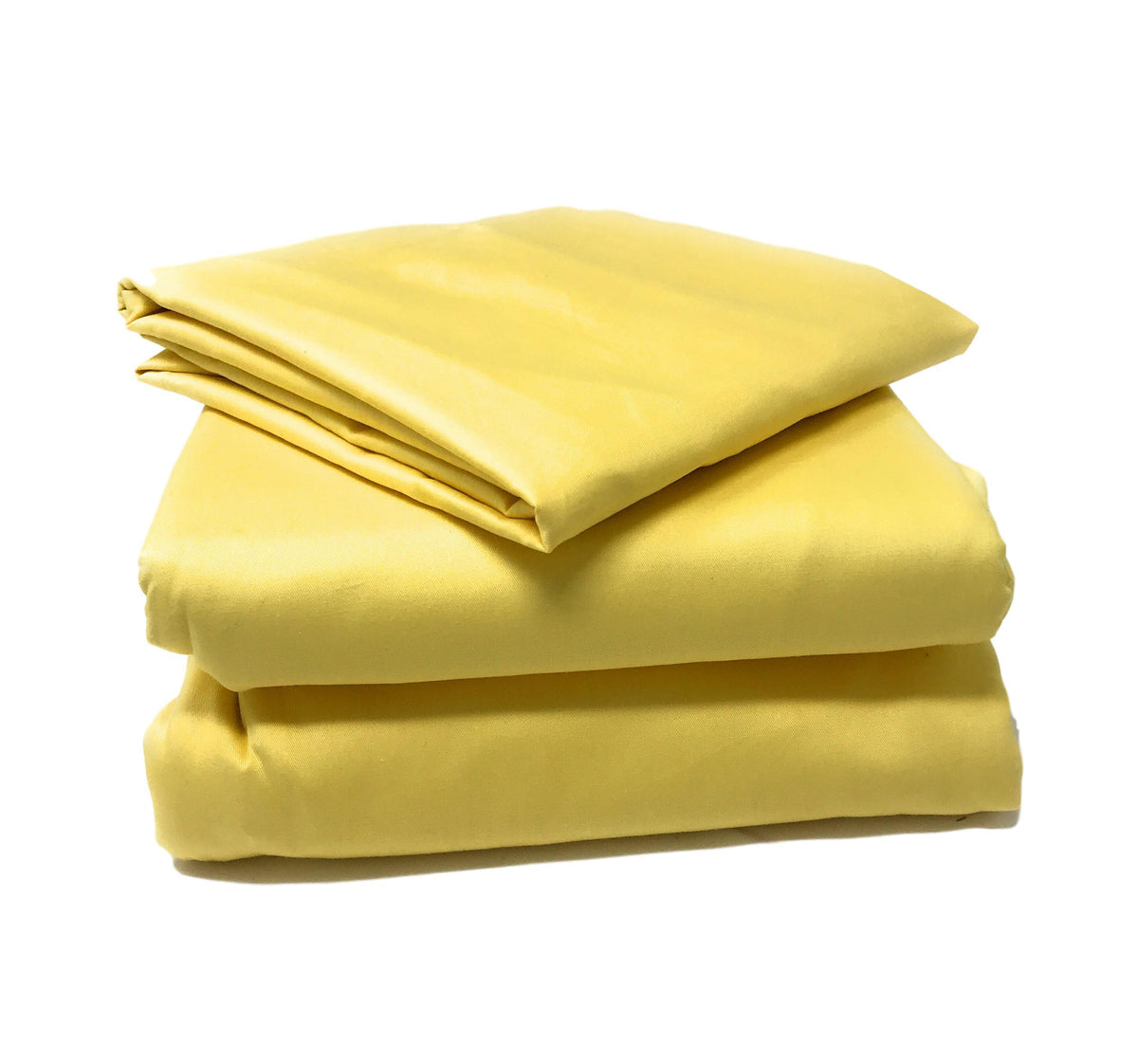 Banana yellow 100% cotton duvet cover set, neatly folded with matching pillowcases