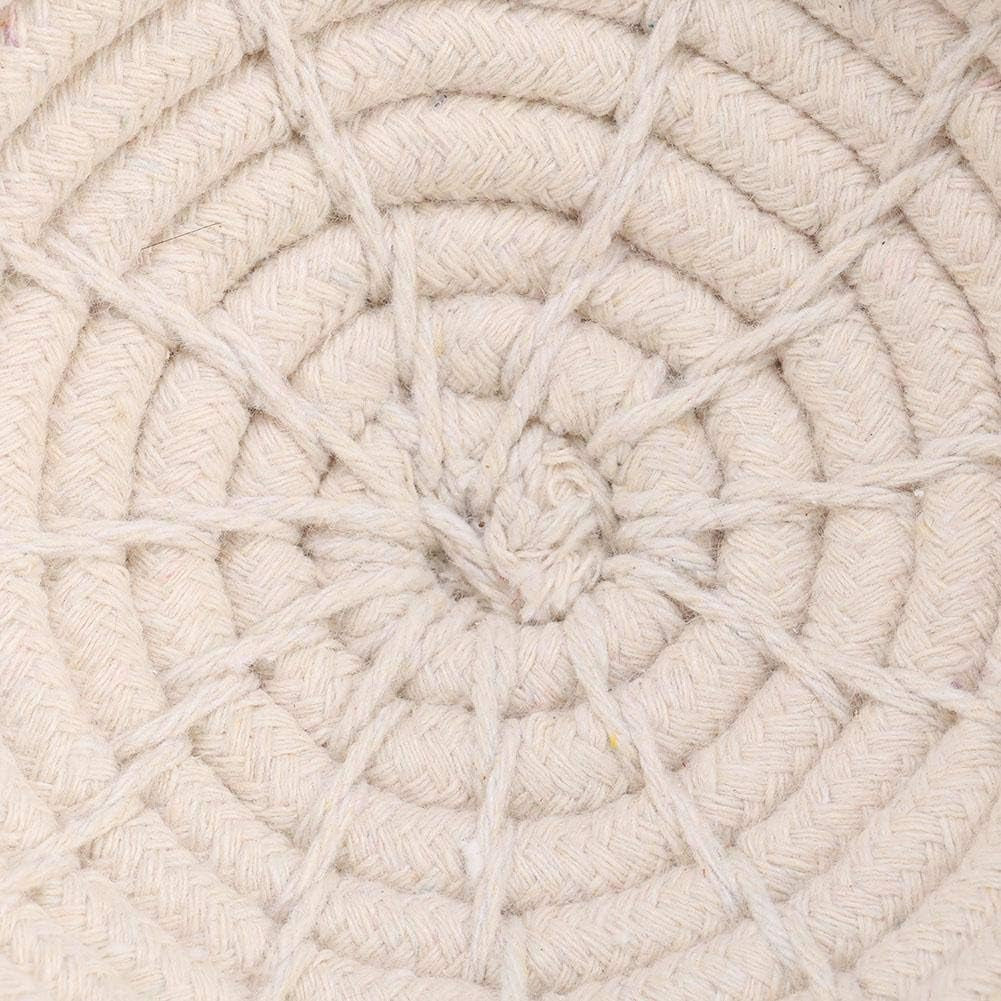 Close-up of the cream woven rope basket seat on the bird swing hammock