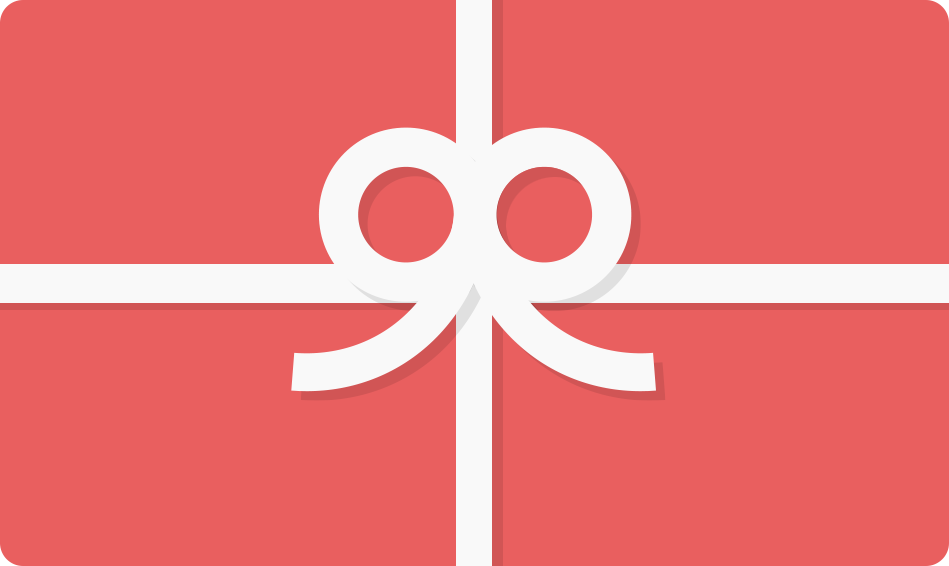 Gift card with white ribbon bow and vertical stripe design