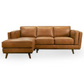 Light brown sectional sofa with chaise and back cushions