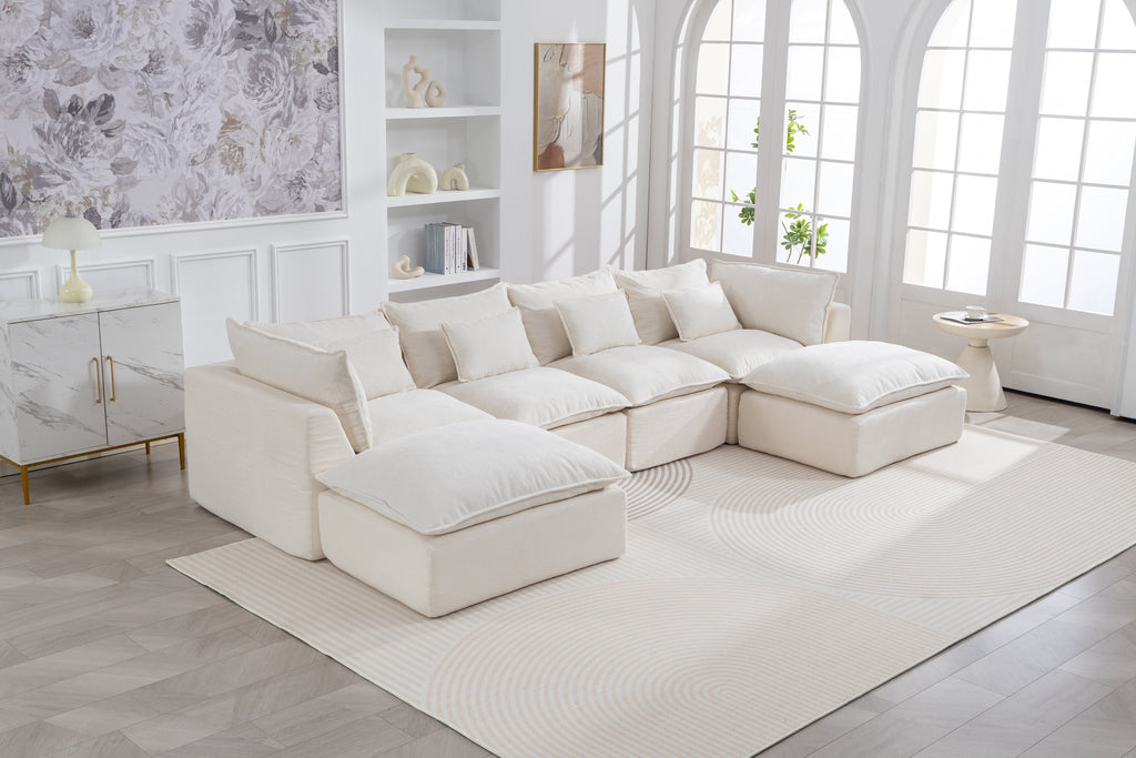 Cloud Couch oversized modular sectional sofa in antique white, open modular configuration