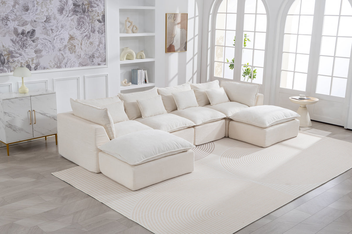 Cloud Couch oversized modular sectional sofa in antique white, open modular configuration