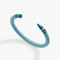 Robin's egg blue Crayola crayon cuff bracelet with striped end caps