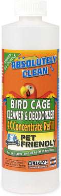 Bird cage cleaner and deodorizer concentrate refill in a white 16-ounce bottle