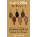 Hardcover seed-saving handbook cover: “SAVING SEEDS HANDBOOK” by ZERA BROOKS