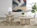 Distressed pine square end table set with two matching tables and flat tops