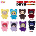 Assorted character cat vinyl plush toys with different colored outfits and faces