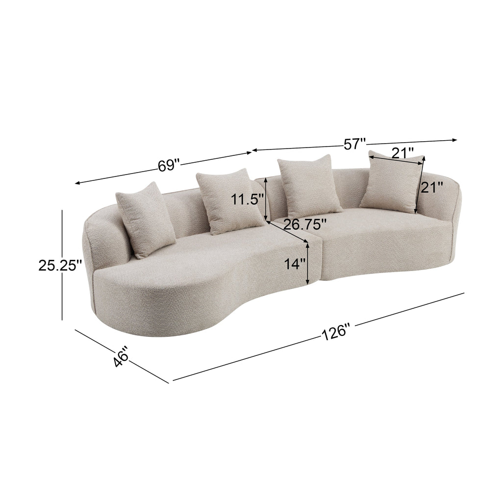Sofa dimension diagram showing 126" length and 25.25" height