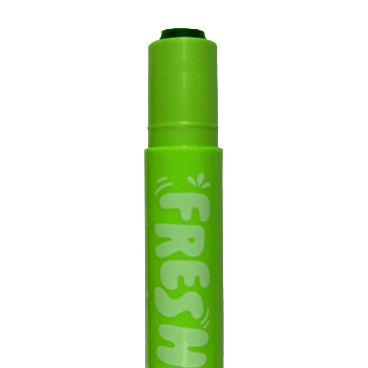 Green apple-scented neon gel crayon with animal-style icon on the barrel