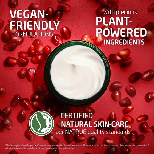 Moisturizer jar with vegan-friendly and plant-powered ingredient icons