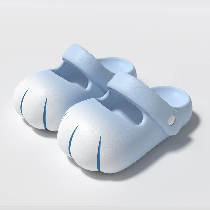 Princess-style parent-child sandals in blue and white, molded paw-toe design with strap