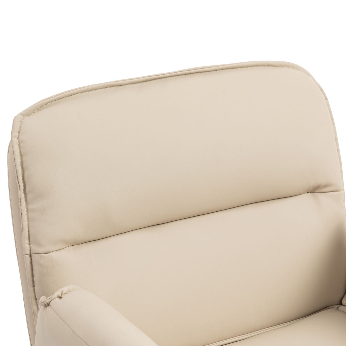 Beige fabric office chair backrest with cushioned headrest and contoured panel