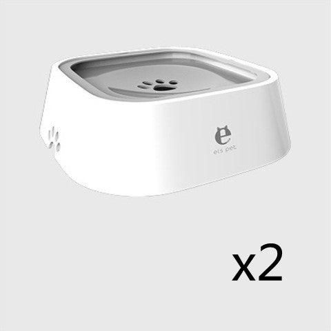 White anti-overflow pet water dispenser bowl with paw-pattern tray on top