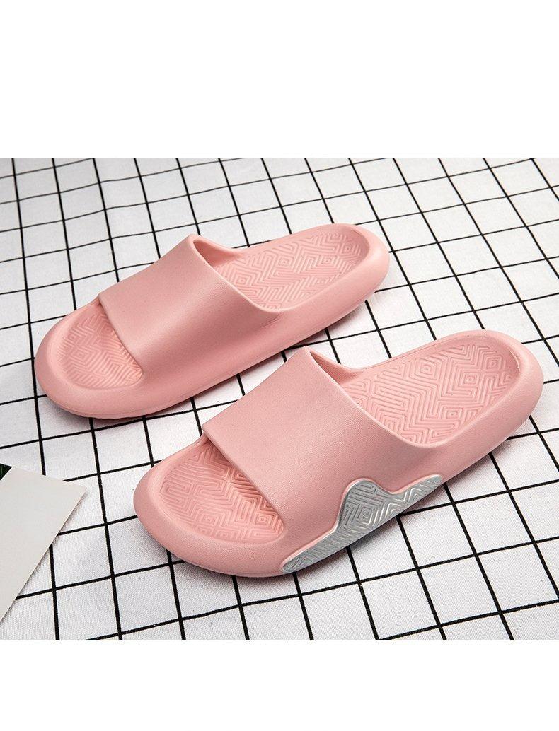 Unisex EVA slide sandals, pink with cushioned straps and textured anti-slip outsole