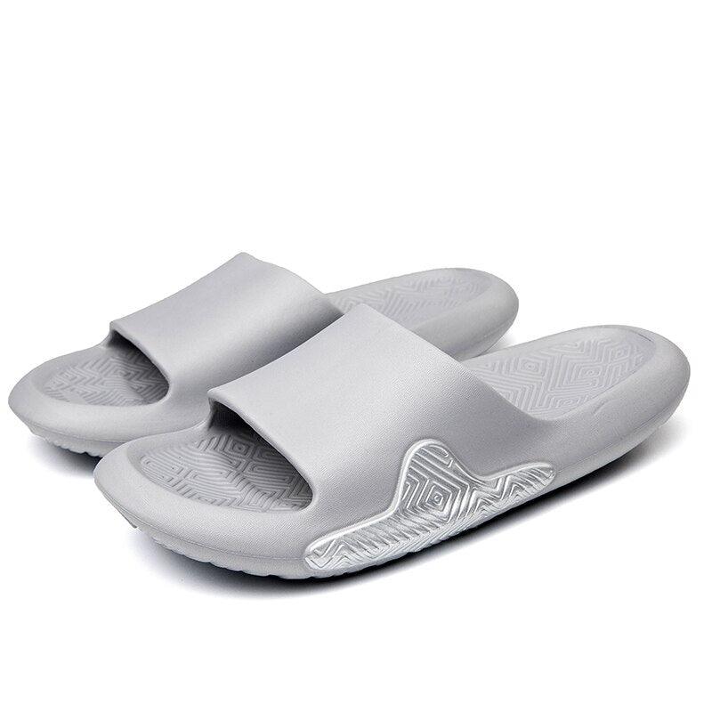 Unisex EVA slide sandals, light gray with cushioned footbed and textured grip sole