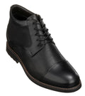 Black leather ankle boot with lace-up front and side panel stitching