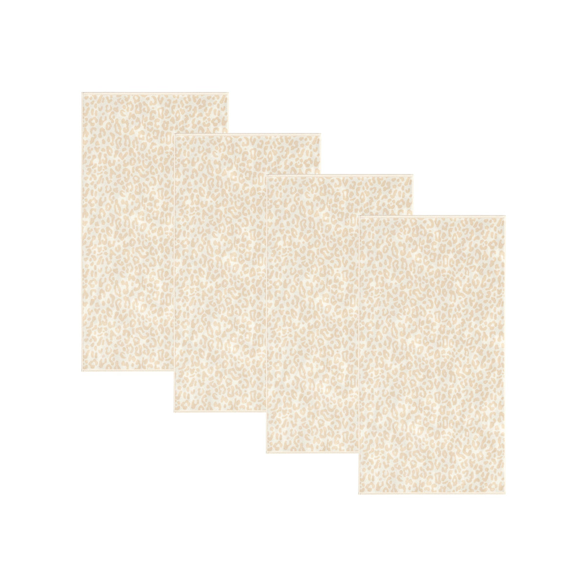 Set of beige leopard-print cotton velour beach towels, folded