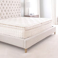 Organic pillow top mattress with quilted white top and boxy padded sides