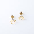 Dog paw stud earrings, gold-tone paw charm with round posts