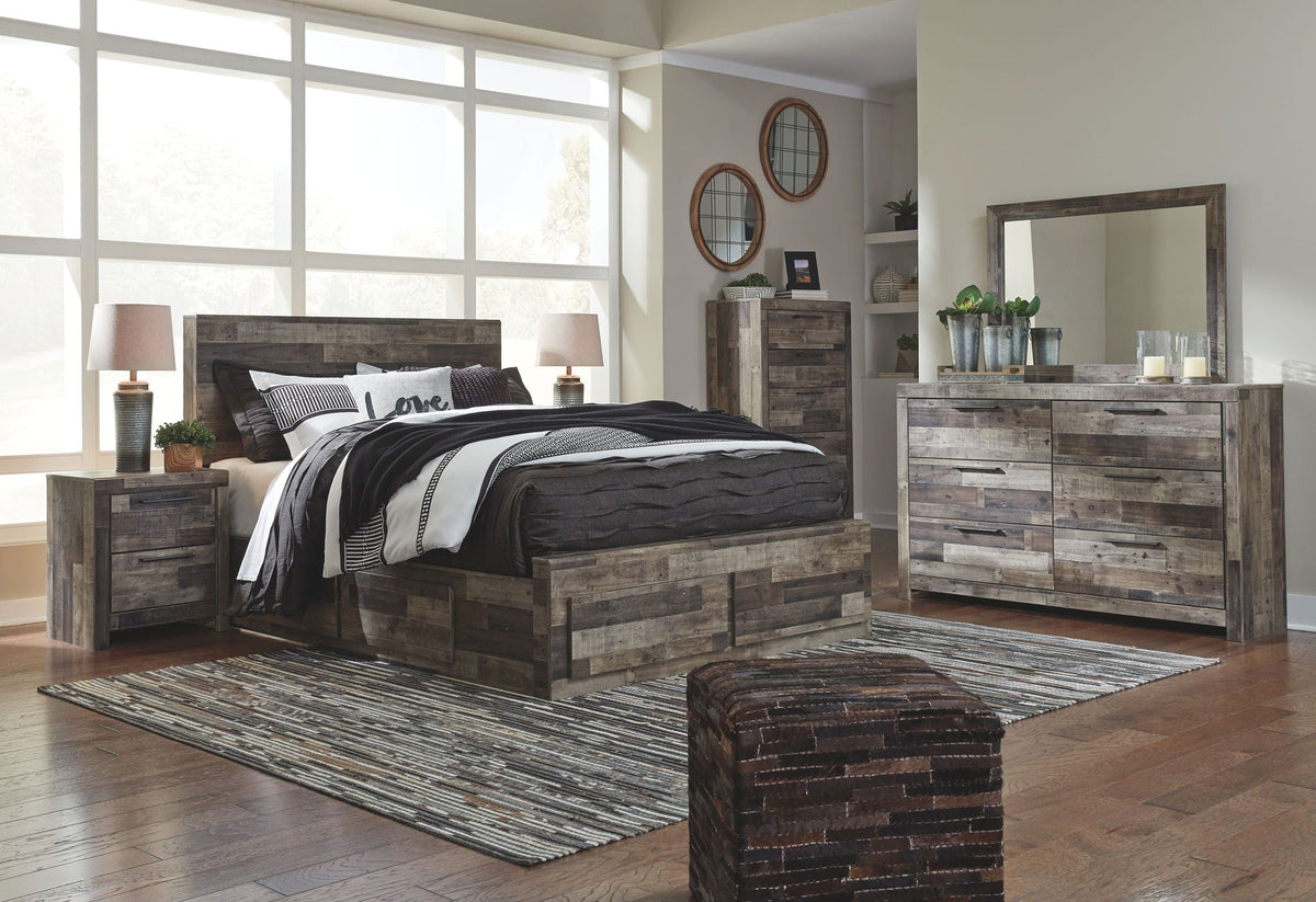 Derekson youth panel bedroom set with platform bed, matching nightstands, and dresser