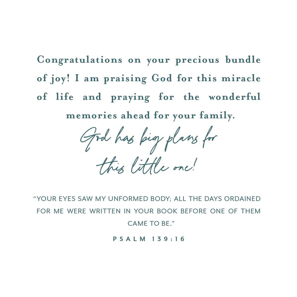 Greeting card with printed and handwritten religious message and scripture reference