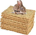 12-piece grass woven chew mat for small pets, straw texture, rectangular